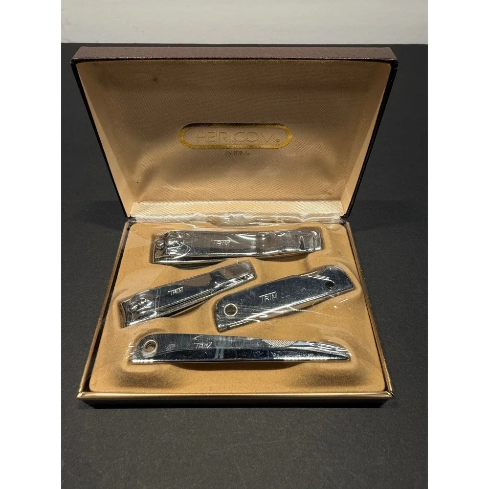 Vintage Heirloom by Trim Nail File Manicure Grooming Brown Travel Case NEW